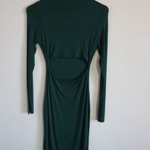 Naked Wardrobe Green Mock Neck Bodycon Dress